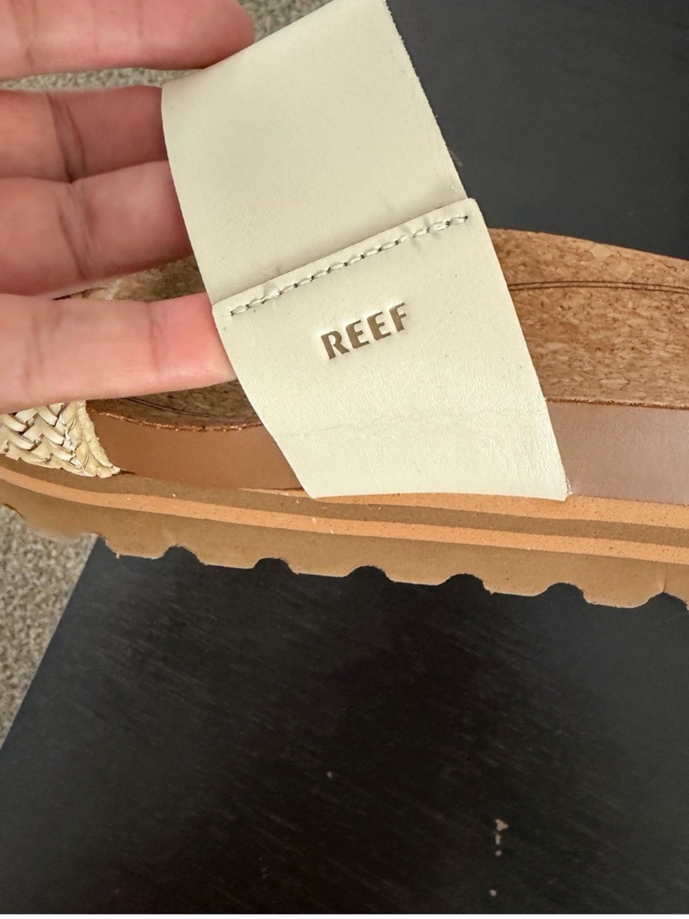 Reef Beige Woven Two-Strap Platform Slide Sandals - Picture 6 of 7